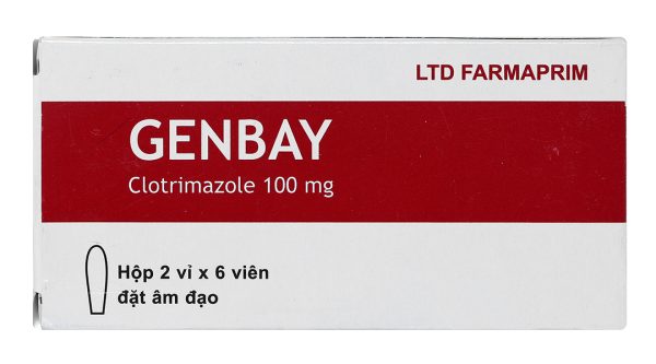 Viên đặt âm đạo Genbay 100mg trị nhiễm khuẩn, nấm âm đạo (2 vỉ x 6 viên)