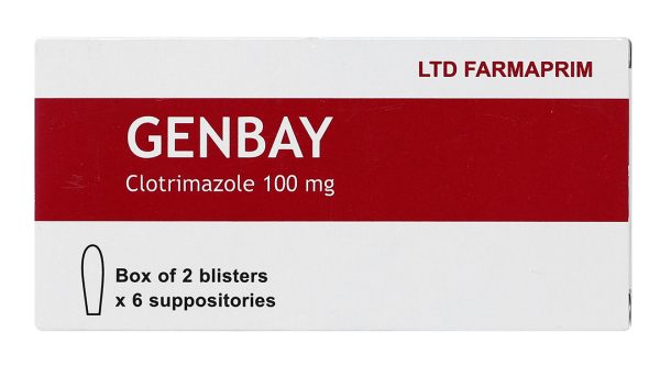 Viên đặt âm đạo Genbay 100mg trị nhiễm khuẩn, nấm âm đạo (2 vỉ x 6 viên)