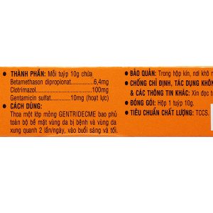 Gentridecme Cream trị viêm da tuýp 10g