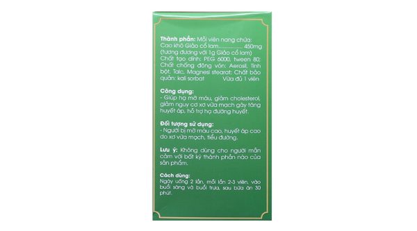 Giảo Cổ Lam Ích Nhân hỗ trợ hạ đường huyết, mỡ máu hộp 60 viên