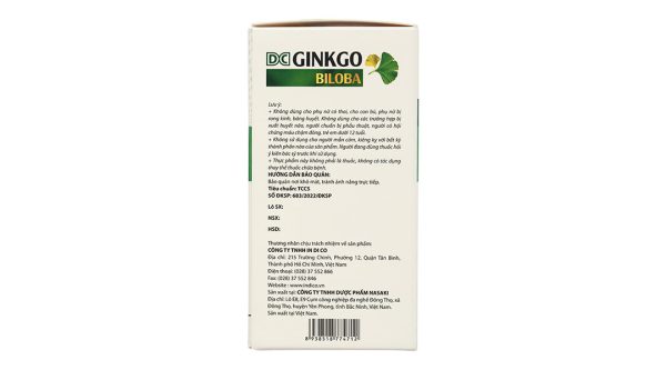 DC Ginkgo Biloba hỗ trợ hoạt huyết, tăng cường tuần hoàn máu não hộp 60 viên
