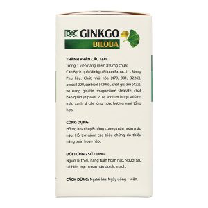 DC Ginkgo Biloba hỗ trợ hoạt huyết, tăng cường tuần hoàn máu não hộp 60 viên