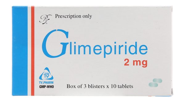 Glimepiride TV.Pharm 2mg trị đái tháo đường tuýp 2 (3 vỉ x 10 viên)