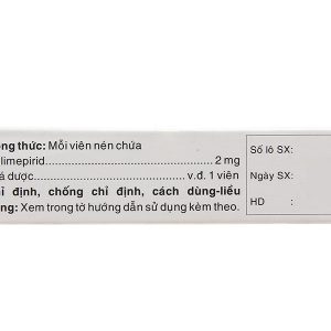 Glimepiride TV.Pharm 2mg trị đái tháo đường tuýp 2 (3 vỉ x 10 viên)