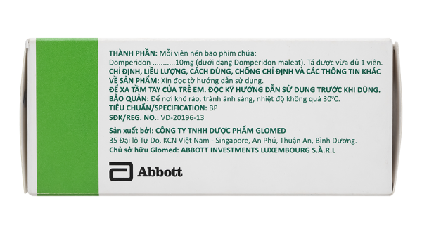 Glomoti-M 10mg trị triệu chứng nôn và buồn nôn (10 vỉ x 10 viên)