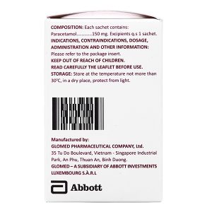 Bột pha hỗn dịch uống Glotadol 150 giảm đau, hạ sốt (20 gói x 2g)
