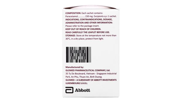 Bột pha hỗn dịch uống Glotadol 150 giảm đau, hạ sốt (20 gói x 2g)