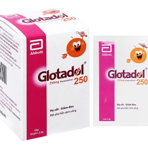 Bột pha hỗn dịch uống Glotadol 250 giảm đau, hạ sốt do cảm cúm (20 gói x 2.5g)
