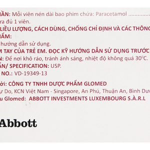 Glotadol 500 hạ sốt, giảm các cơn đau từ nhẹ đến vừa (10 vỉ x 10 viên)