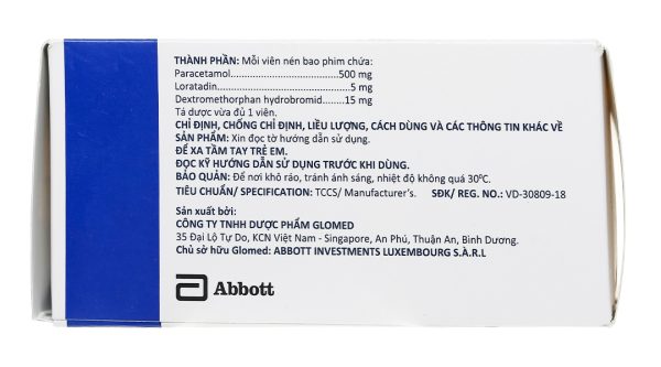 Glotadol Cold làm giảm các triệu chứng do cảm lạnh và cảm cúm (10 vỉ x 10 viên)