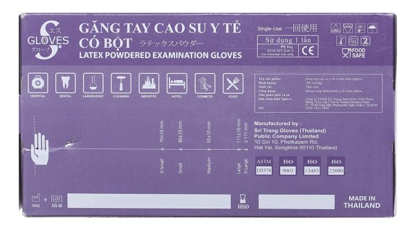 Găng tay y tế có bột Gloves S Latex Powdered Examination size S hộp 50 đôi