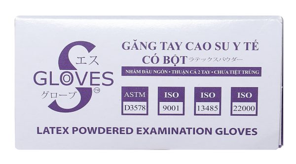Găng tay y tế có bột Gloves S Latex Powdered Examination size S hộp 50 đôi