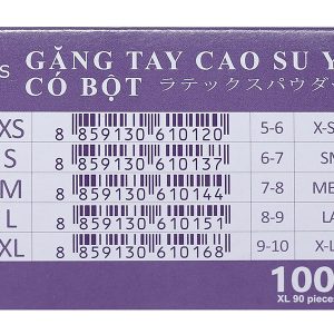 Găng tay y tế có bột Gloves S Latex Powdered Examination size S hộp 50 đôi