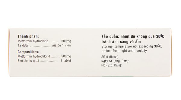 Glucofast 500mg trị đái tháo đường tuýp 2 (4 vỉ x 15 viên)