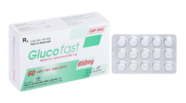 Glucofast 850mg trị đái tháo đường tuýp II (4 vỉ x 15 viên)