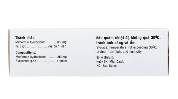 Glucofast 850mg trị đái tháo đường tuýp II (4 vỉ x 15 viên)