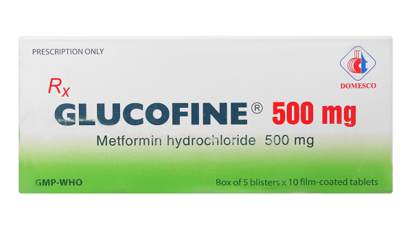 Glucofine Domesco 500mg trị đái tháo đường type 2 (5 vỉ x 10 viên)