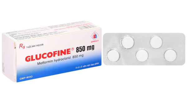 Glucofine 850mg điều trị đái tháo đường tuýp 2 (4 vỉ x 5 viên)