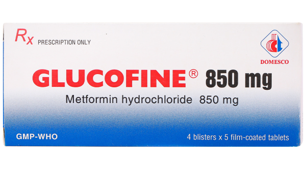 Glucofine 850mg điều trị đái tháo đường tuýp 2 (4 vỉ x 5 viên)