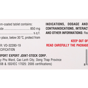 Glucofine 850mg điều trị đái tháo đường tuýp 2 (4 vỉ x 5 viên)