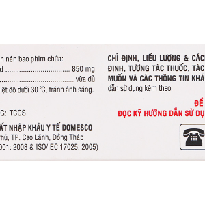 Glucofine 850mg điều trị đái tháo đường tuýp 2 (4 vỉ x 5 viên)