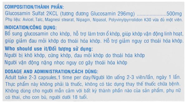 Glucosaminbaybay hỗ trợ giảm nguy cơ thoái hóa khớp hộp 100 viên