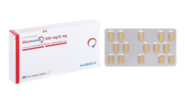 Glucovance 500mg/5mg trị đái tháo đường tuýp 2 (2 vỉ x 15 viên)