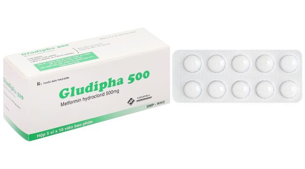 Gludipha 500 điều trị đái tháo đường tuýp 2 (5 vỉ x 10 viên)