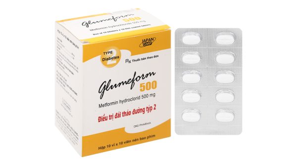 Glumeform 500 trị đái tháo đường tuýp 2 (10 vỉ x 10 viên)