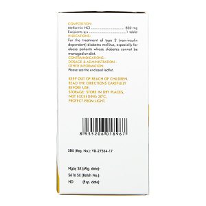 Glumeform 850 trị đái tháo đường tuýp 2 không phụ thuộc insulin (10 vỉ x 5 viên)