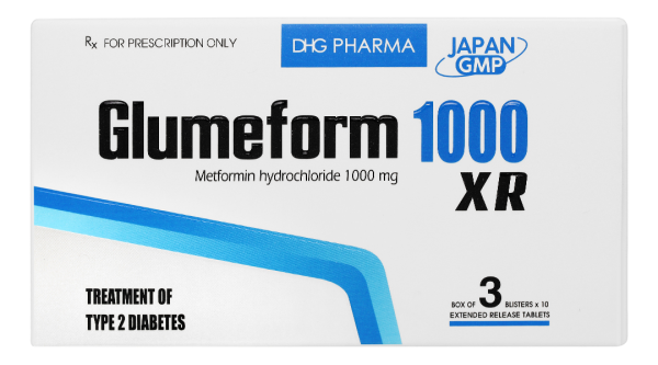 Glumeform 1000 XR trị đái tháo đường (3 vỉ x 10 viên)