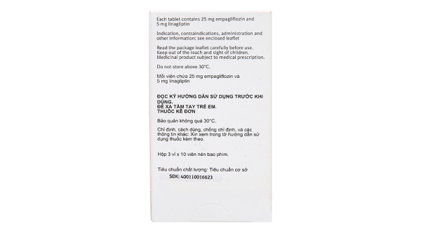 Glyxambi 25mg/5mg trị đái tháo đường tuýp 2 (3 vỉ x 10 viên)