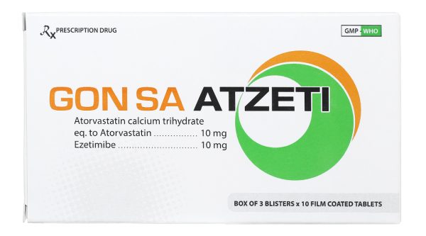 Gon Sa Atzeti 10/10mg trị rối loạn mỡ máu (3 vỉ x 10 viên)