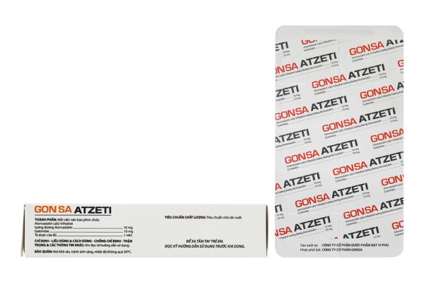 Gon Sa Atzeti 10/10mg trị rối loạn mỡ máu (3 vỉ x 10 viên)