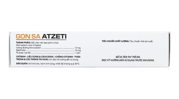 Gon Sa Atzeti 10/10mg trị rối loạn mỡ máu (3 vỉ x 10 viên)