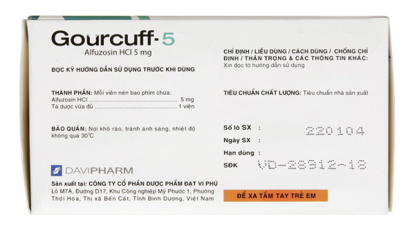 Gourcuff-5 trị triệu chứng phì đại u tuyến tiền liệt lành tính (10 vỉ x 10 viên)