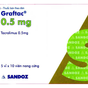 Graftac 0,5 mg dự phòng thải ghép sau ghép gan, thận hoặc tim (5 vỉ x 10 viên)