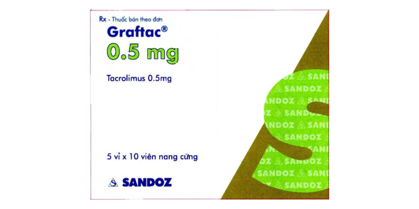 Graftac 0,5 mg dự phòng thải ghép sau ghép gan, thận hoặc tim (5 vỉ x 10 viên)