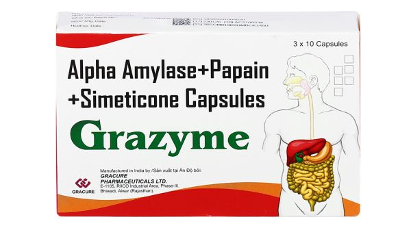 Grazyme trị đầy hơi, khó tiêu (3 vỉ x 10 viên)