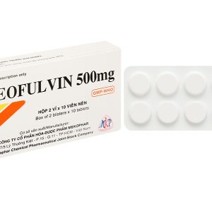 Griseofulvin Mekophar 500mg trị nấm da, tóc và móng (2 vỉ x 10 viên)
