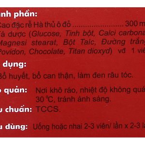 Hà Thủ Ô Traphaco hỗ trợ trị thiếu máu, tóc bạc sớm (5 vỉ x 20 viên)