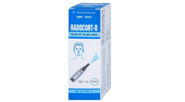 Thuốc xịt tai, mũi, họng Hadocort-D chống viêm, dị ứng mạnh chai 15ml