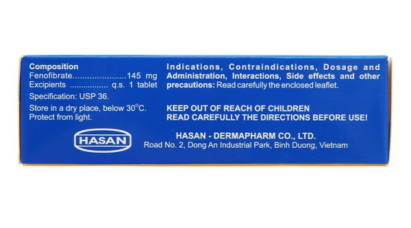 Hafenthyl 145mg trị rối loại lipoprotein máu (3 vỉ x 10 viên)