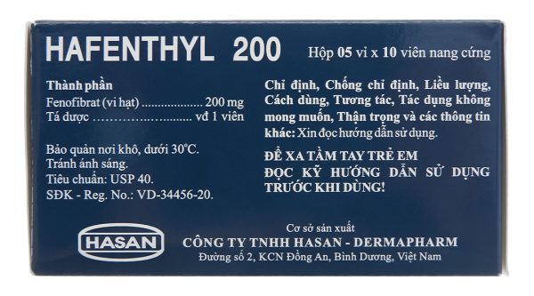Hafenthyl 200 trị tăng triglycerid máu (5 vỉ x 10 viên)