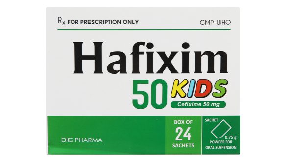 Bột pha hỗn dịch uống Hafixim 50 Kids trị nhiễm khuẩn (24 gói x 0.75g)