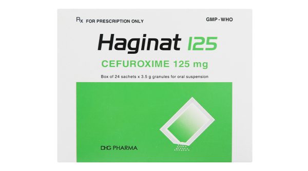 Cốm pha hỗn dịch uống Haginat 125 trị nhiễm khuẩn do vi khuẩn nhạy cảm (24 gói x 3.5g)