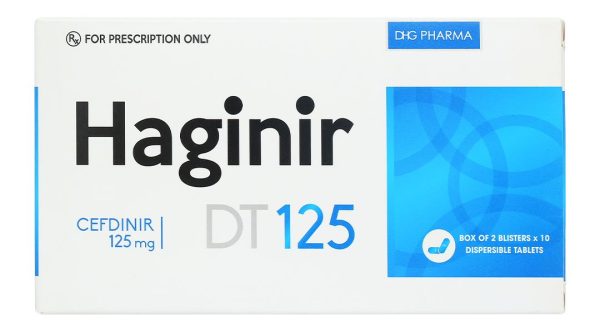 Haginir DT 125 điều trị nhiễm khuẩn từ nhẹ đến vừa (2 vỉ x 10 viên)
