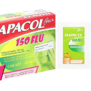 Thuốc cốm sủi bọt Hapacol 150 Flu trị triệu chứng cảm sốt, sổ mũi (24 gói x 1.5g)