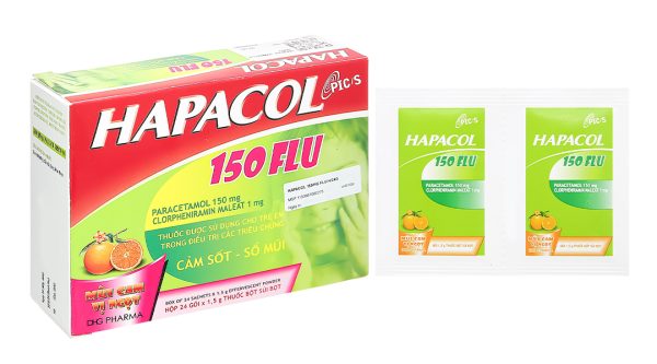 Thuốc cốm sủi bọt Hapacol 150 Flu trị triệu chứng cảm sốt, sổ mũi (24 gói x 1.5g)