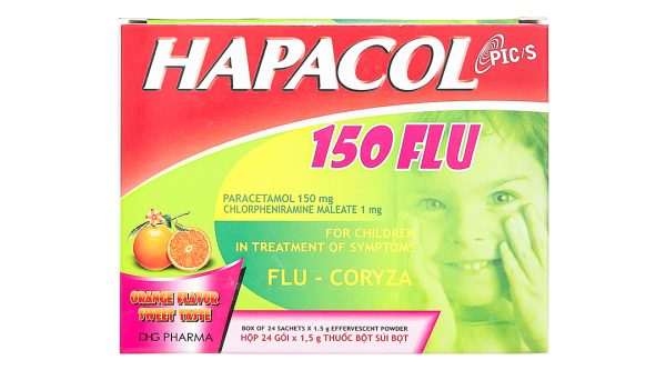 Thuốc cốm sủi bọt Hapacol 150 Flu trị triệu chứng cảm sốt, sổ mũi (24 gói x 1.5g)